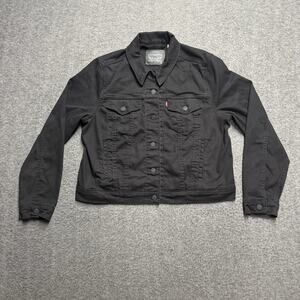 Levi's Original Trucker Jacket Women's XL Black Pocket Jean Denim Studs